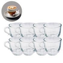 Conjunto 8 Xicaras Chique 150ML Para Cha Cafe Vidro Resistente