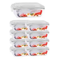Conjunto 9 Potes de Vidro c/ Tampa Hermética 640ML