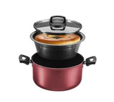 Conjunto á vapor 3 em 1 para pudim- banho Maria- Antiaderente- tampa de vidro Conjunto á vapor 3 em 1 para pudim- banho Maria- Antiaderente- tampa de vidro