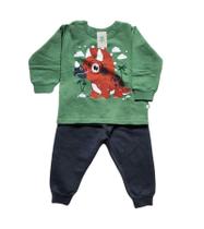 Conjunto Abrange Dino Triceratops Verde Tam.P