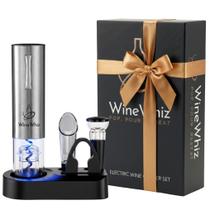 Conjunto Abridor Elétrico de Vinho WineWhiz Recarregável em Aço Inoxidável