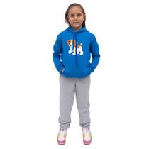 Conjunto Abrigo de Frio Com Calça Infantil Feminina Blusa Canguru Estampa de Cachorrinho Quentinho