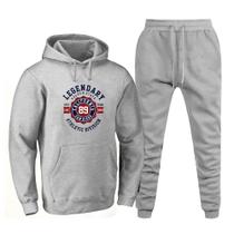 Conjunto Abrigo de Frio Moletom Canguru Estampada Legendary California Calça Comprida Flanelada