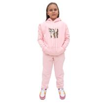 Conjunto Abrigo Infantil Blusa Estampa Gato Com Calça Comprida de Frio Confortavel Tecido Macio