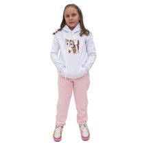 Conjunto Abrigo Infantil Blusa Estampa Gato Com Calça Comprida de Frio Confortavel Tecido Macio Conjunto Abrigo Infantil Blusa Estampa Gato Com Calça Comprida de Frio Confortavel Tecido Macio
