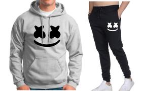 Conjunto abrigo moletom blusa e calça dj marshmellow