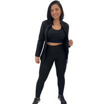 Conjunto Academia Calça Legging Blusa e Top Fitness Feminina Conjunto Academia Calça Legging Blusa e Top Fitness Feminina