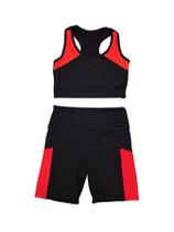 Conjunto Academia Cropped + Bermuda Legging Feminino