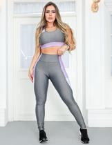 Conjunto Academia Feminino Fitness com Calça Legging e Cropped sem Bojo