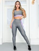 Conjunto Academia Feminino Fitness com Calça Legging e Cropped sem Bojo Conjunto Academia Feminino Fitness com Calça Legging e Cropped sem Bojo