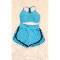 Conjunto Academia Feminino Fitness Short duplo e Top c/ bojo