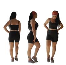 Conjunto Academia Feminino Fitness Short e Top Suplex Cor Preto Tam. M
