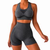 Conjunto Academia Feminino Top e Short em Poliéster Elastano Tamanho Único