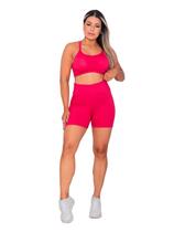 Conjunto Academia Fitness Top Alcinha com Bojo e Short Pink Conjunto Academia Fitness Top Alcinha com Bojo e Short Pink