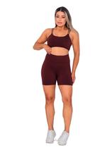 Conjunto Academia Fitness Top Alcinha com Bojo Short Marrom Conjunto Academia Fitness Top Alcinha com Bojo Short Marrom