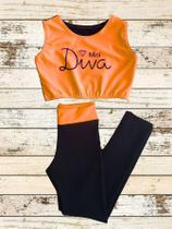 Conjunto Academia Infantil/Juvenil Calça Mini Diva Laranja