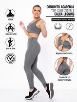 Conjunto Academia Top Com Ziper E Bojo E Calça Legging Sinta O Conforto No Seu Dia De Academia