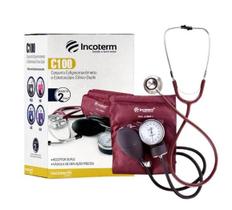 Conjunto Acadêmico Adulto com Estetoscópio Duplo + Aparelho de Pressão C100 Bordô Incoterm Conjunto Acadêmico Adulto com Estetoscópio Duplo + Aparelho de Pressão C100 Bordô Incoterm