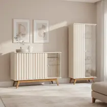 Conjunto Açaí Ripado de Cristaleira e Buffet 3 Portas