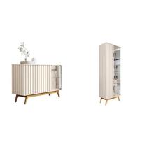 Conjunto Açaí Ripado de Cristaleira e Buffet 3 Portas