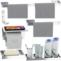 Conjunto Acessório Banheiro Inox Cromado 6 Peças Max Premium Conjunto Acessório Banheiro Inox Cromado 6 Peças Max Premium