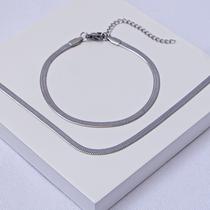 Conjunto Aço Inox Prateado Malha Fita Laminada