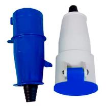 Conjunto Acoplador + Plug Macho Steck 2P+T 16a Azul Newkon