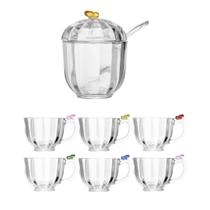 Conjunto Açucareiro e 6 Xícaras para Chá Borboleta Colorida Conjunto Açucareiro e 6 Xícaras para Chá Borboleta Colorida
