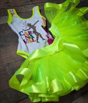 Conjunto Adulto Body e Saia Tule Carnaval Halloween Folia Globeleza Neon (Tamanho único)