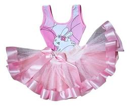 Conjunto Adulto Fantasia Body e Saia de Tule Estampa Coelho Coelhinho da Páscoa Rosa