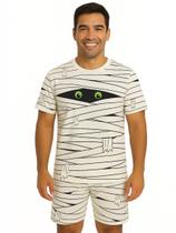 Conjunto Adulto Fantasia Temática Múmia Com Camiseta e Short Conjunto Adulto Fantasia Temática Múmia Com Camiseta e Short