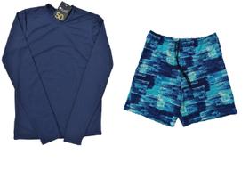 Conjunto adulto masculino proteção UV (camiseta e bermuda)