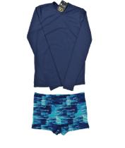 Conjunto adulto masculino proteção UV (camiseta e sunga boxer)