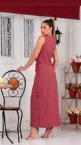 Conjunto,Adulto Saia Mid,Tecido de Linho Tamanho P,M,G