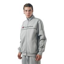 Conjunto Agasalho Champion Contrast Line Script Logo Cinza