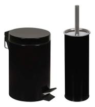 Conjunto Ágata Lixeira 3 L e Escova para Higienização Banheiro Preto