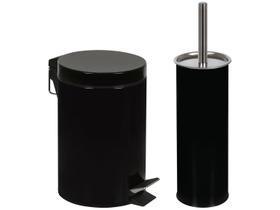 Conjunto Ágata Lixeira 3L e Escova Higiênica Preto - MOR