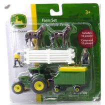Conjunto agrícola John Deere ERTL Mini de 10 peças com trator de 5 cm de comprimento