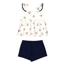 Conjunto Alakazo infantil menina bata estampada cereja