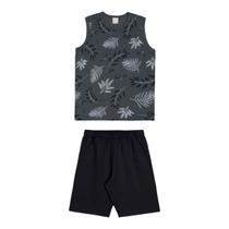 Conjunto Alakazoo infantil menino regata e bermuda natureza Conjunto Alakazoo infantil menino regata e bermuda natureza