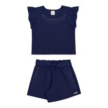 Conjunto alakazoo menina blusa e shorts com faixa embutida