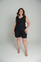 Conjunto Alfaiataria Colete Botões Bolso lapela e Shorts Preto Conjunto Alfaiataria Colete Botões Bolso lapela e Shorts Preto