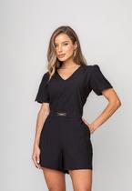 Conjunto Alfaiataria Com Blusa Ampla e Short Fivela Preto Salvatore Conjunto Alfaiataria Com Blusa Ampla e Short Fivela Preto Salvatore