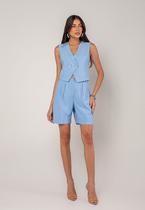 Conjunto Alfaiataria Com Colete e Short Azul Salvatore