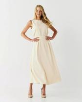 Conjunto alfaiataria Crepe regata saia Pregas Creme