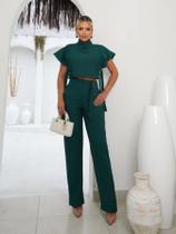 Conjunto alfaiataria de cropped gola alta e calça 9720