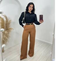 conjunto alfaiataria feminino 3 peças roupas femininas Elegante Calça pantalona e Camisa Social conjunto alfaiataria feminino 3 peças roupas femininas Elegante Calça pantalona e Camisa Social