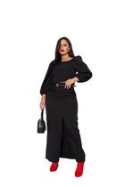 Conjunto Alfaiataria Feminino Cropped e Saia Longa Fenda Conjunto Alfaiataria Feminino Cropped e Saia Longa Fenda