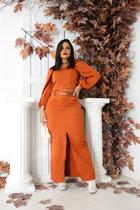 Conjunto Alfaiataria Feminino Cropped e Saia Longa Fenda Conjunto Alfaiataria Feminino Cropped e Saia Longa Fenda