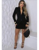 Conjunto Alfaiataria Minissaia E Blazer Tipo Corpete Cor:PretoTamanho:P Conjunto Alfaiataria Minissaia E Blazer Tipo Corpete Cor:PretoTamanho:P